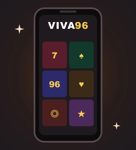 Viva96 Casino on mobile Viva96 Casino lobby illustrated on a smartphone screen with game tiles